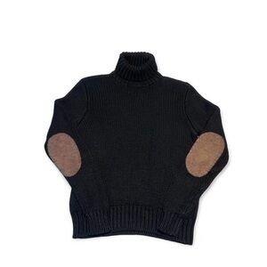 VTG 90s polo Ralph Lauren wool turtleneck sweater sleeve patches black S men’s